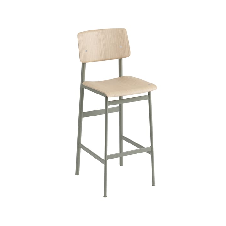 Loft barstool - 自然木色-high-dusty 绿色 steel legs - Muuto