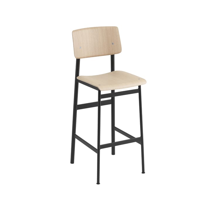 Loft barstool - 自然木色, high, 黑色 steel legs - Muuto