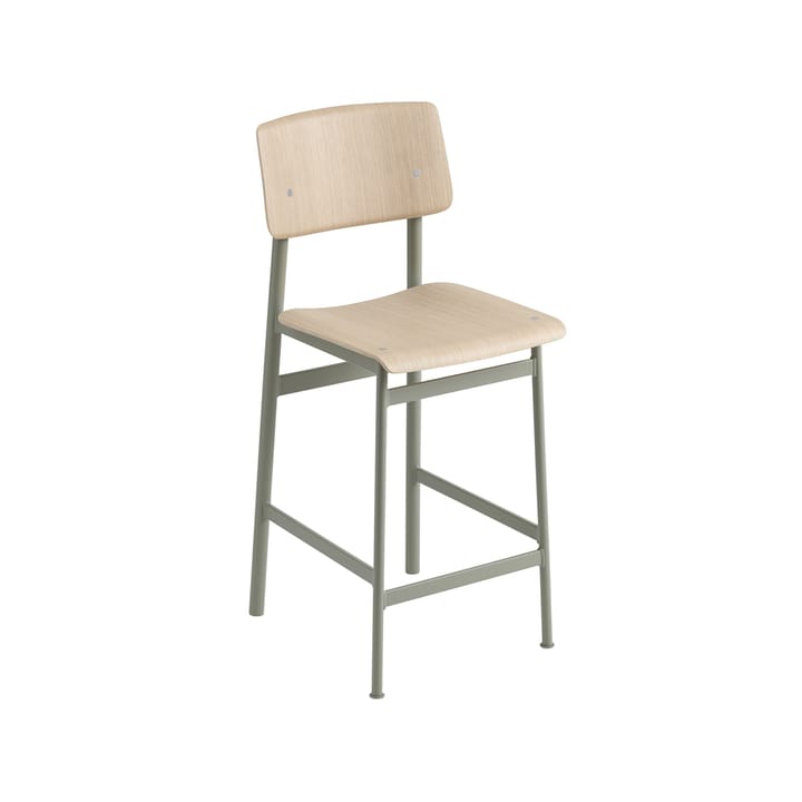 Loft barstool - 自然木色-low-dusty 绿色 steel legs - Muuto