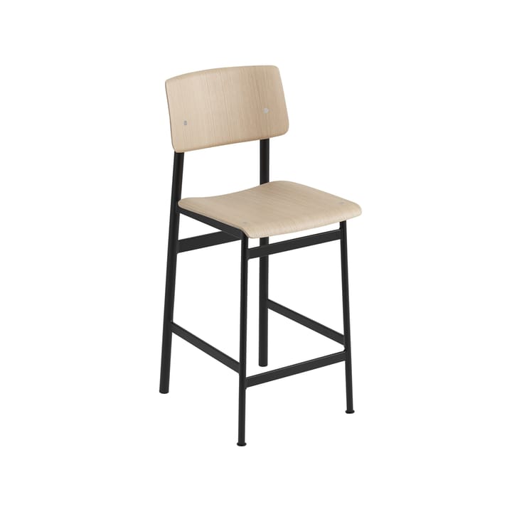 Loft barstool - 自然木色, low, 黑色 steel legs - Muuto