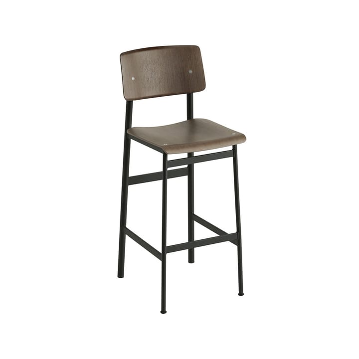 Loft barstool - Stained 深褐色, high, 黑色 steel legs - Muuto