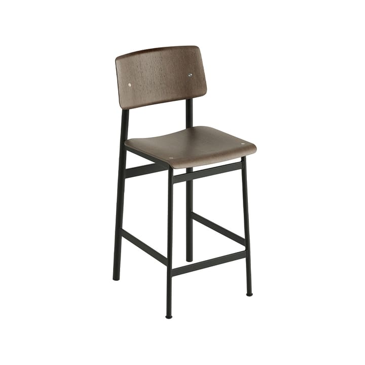 Loft barstool - Stained 深褐色, low, 黑色 steel legs - Muuto