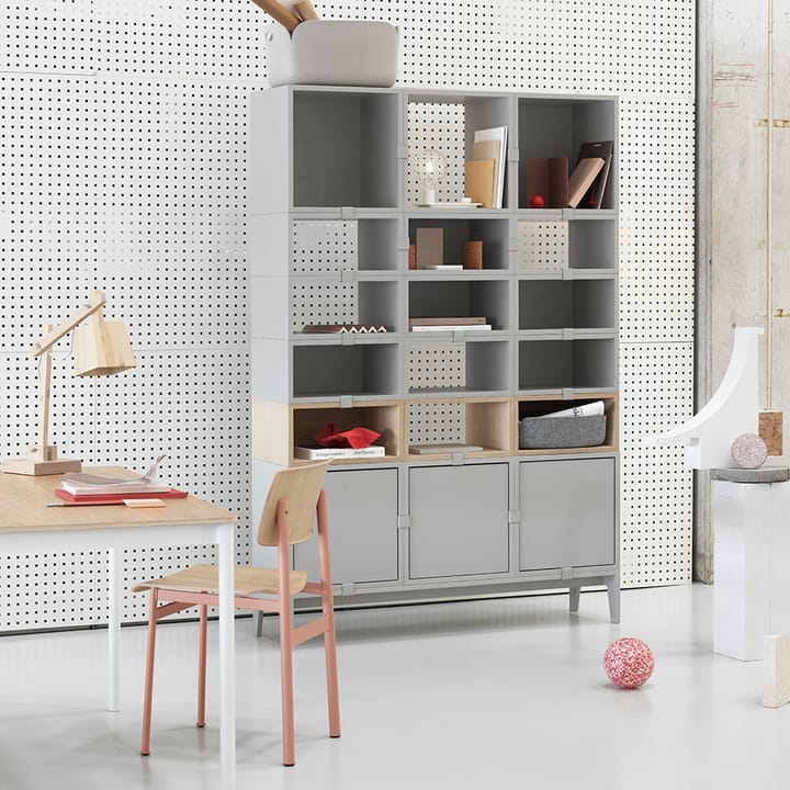 Stacked 2.0 shelving open, medium - light 灰色 - Muuto