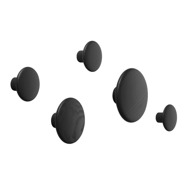 The Dots coat hooks, 五件套装 - 黑色 stained ash - Muuto