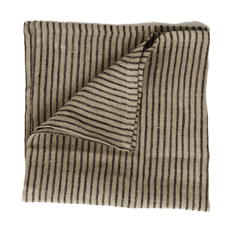 Stripe linen 餐巾纸 45x45 cm - 黑色 沙色 - Olsson & Jensen