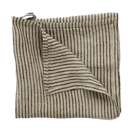 Stripe tea 毛巾 linen 45x65 cm - 黑色-沙色 - Olsson & Jensen