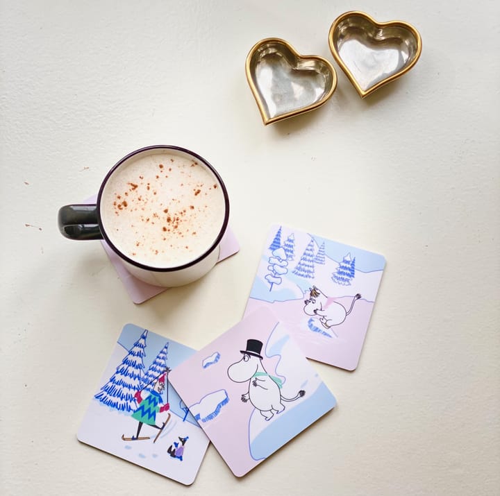 Moomin coaster winter 2022 9x9 cm 四件套装 - 蓝色-白色-粉色 - Opto Design