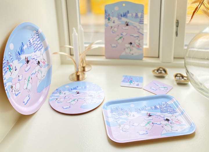 Moomin coaster winter 2022 9x9 cm 四件套装 - 蓝色-白色-粉色 - Opto Design