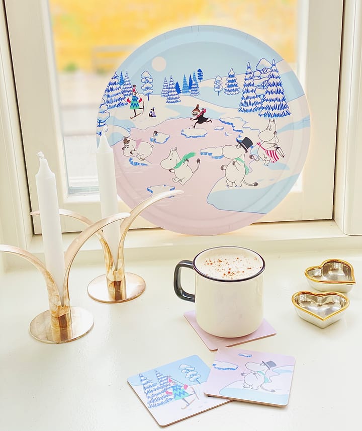 Moomin tray winter 2022 Ø31 cm - 蓝色-白色-粉色 - Opto Design