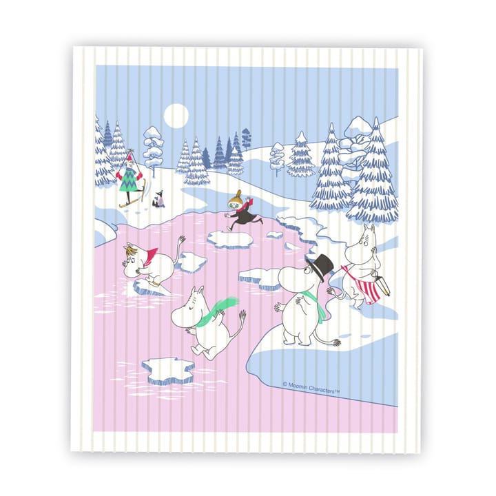 Moomin 洗碗布 winter 2022 14.5x17 cm - 蓝色-白色-粉色 - Opto Design