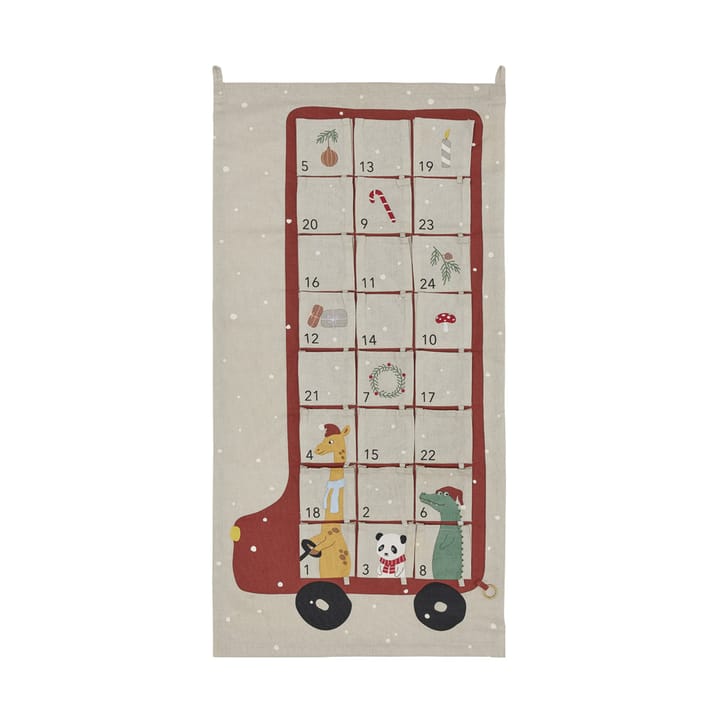 Bus advent calendar 52x104 cm - Clay-红色 - OYOY