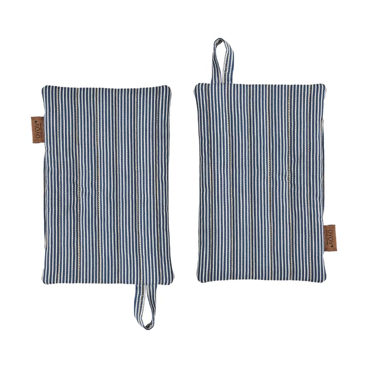 Striped denim pot holder 两件套装 - 蓝色 - OYOY