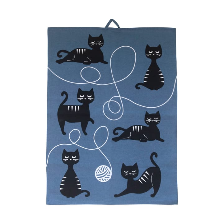 Cat family 厨房巾 50x70 cm - 蓝色-黑色-白色 - Pluto Design