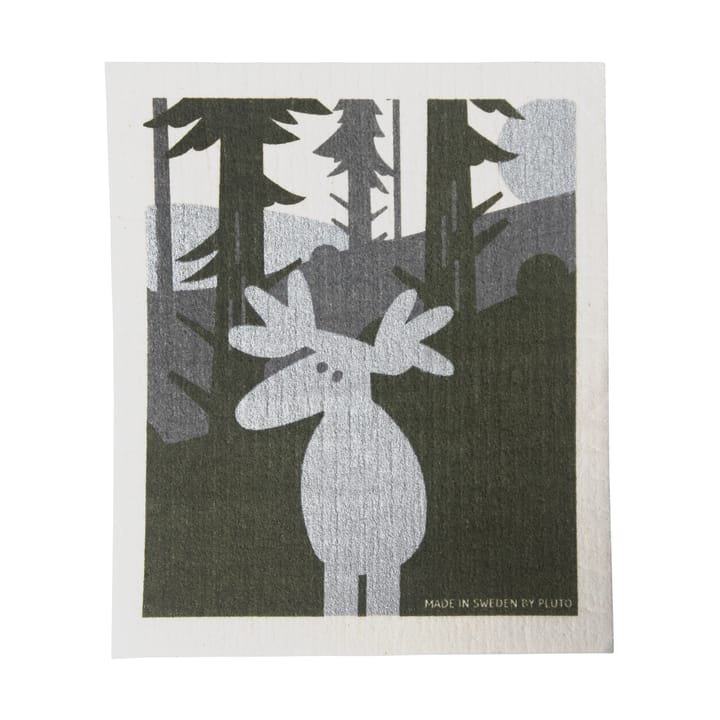 Moose dishcloth 17.2x20 cm - 绿色-银色-白色 - Pluto Design