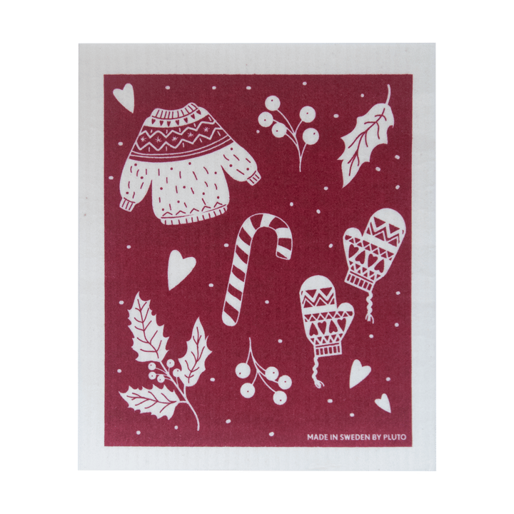 Winter 抹布洗碗布 17x20 cm - 红色-灰色 - Pluto Design