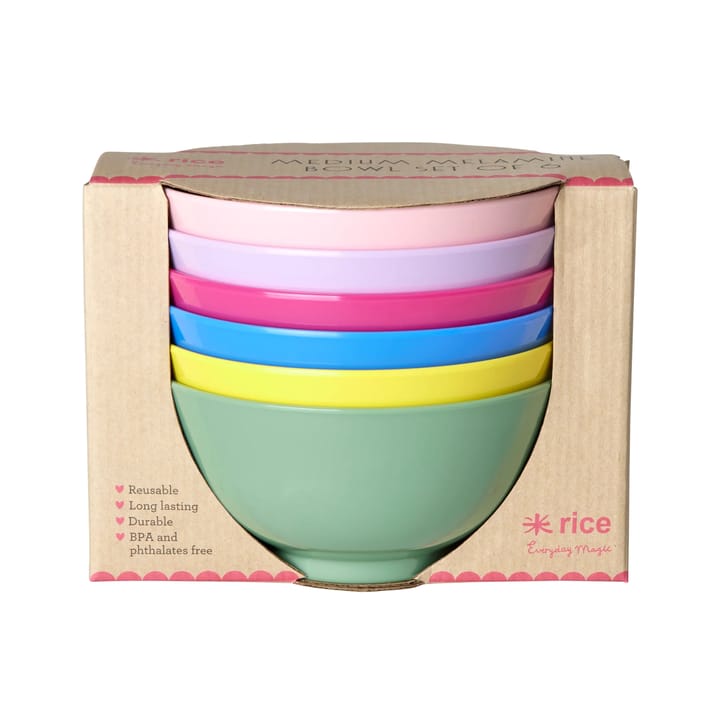 Rice melamine 碗 中 Ø15 cm 6件 - Multicolor - RICE