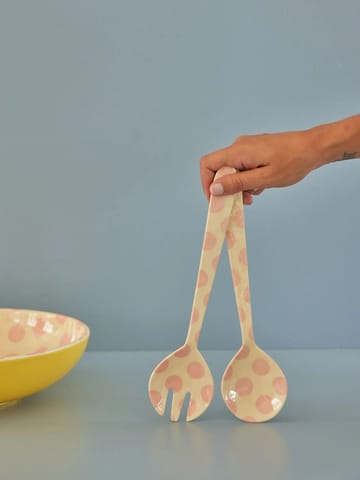 Rice 沙拉用餐具 melamine 2件 - Pink dots - RICE