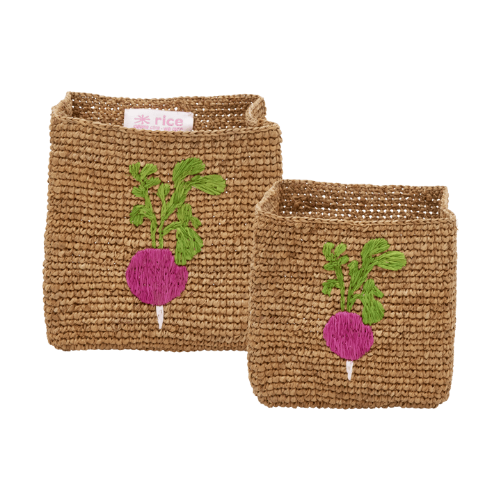 Rice raffia 储物篮 2件, Radish Embroidery-Tea RICE