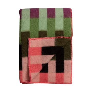 Åsmund bold  奥斯蒙德 彩色方块 羊羔毛毯子 135x200 cm  - 粉色-绿色 - Røros Tweed