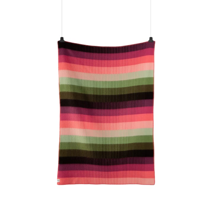 Åsmund gradient 奥斯蒙德 彩色�条纹 羊羔毛毯子 135x200 cm  - 粉色-绿色 - Røros Tweed