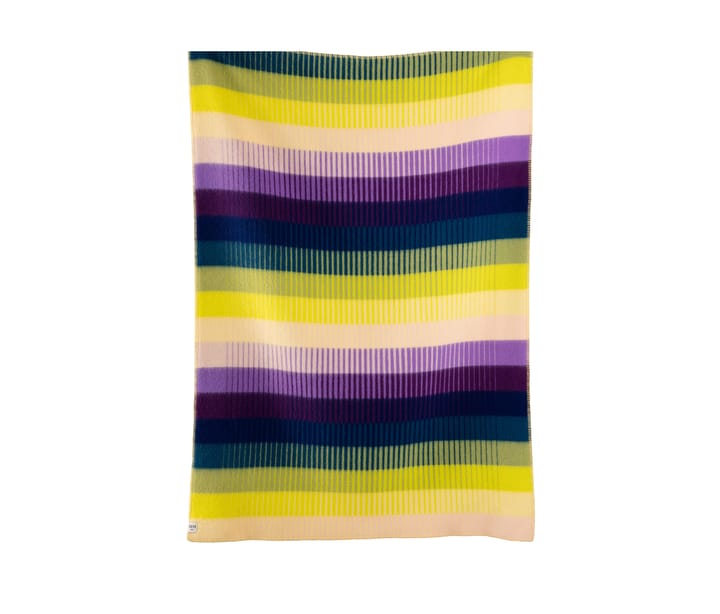 Åsmund gradient 奥斯蒙德 彩色�条纹 羊羔毛毯子 135x200 cm  - 黄色-蓝色 - Røros Tweed