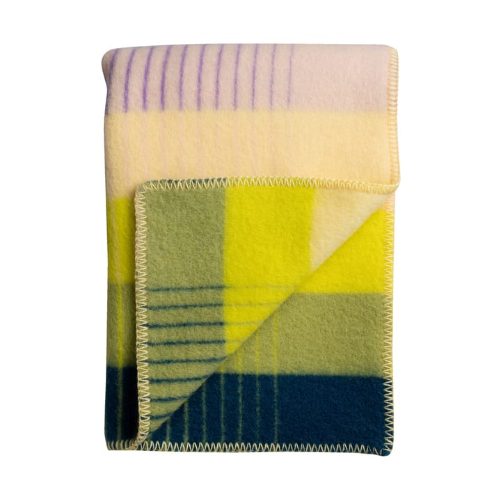 Åsmund gradient 奥斯蒙德 彩色条纹 羊羔毛毯子 135x200 cm  - 黄色-蓝色 - Røros Tweed