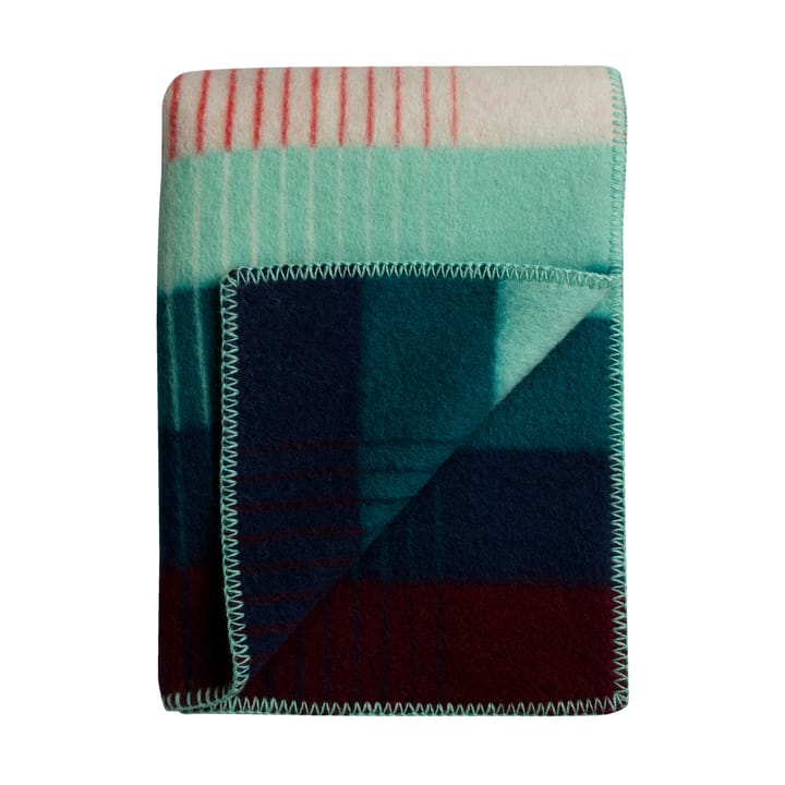 Åsmund gradient 奥斯蒙德 彩色条纹 羊羔毛毯子 135x200 cm  - 红色-松石绿 - Røros Tweed