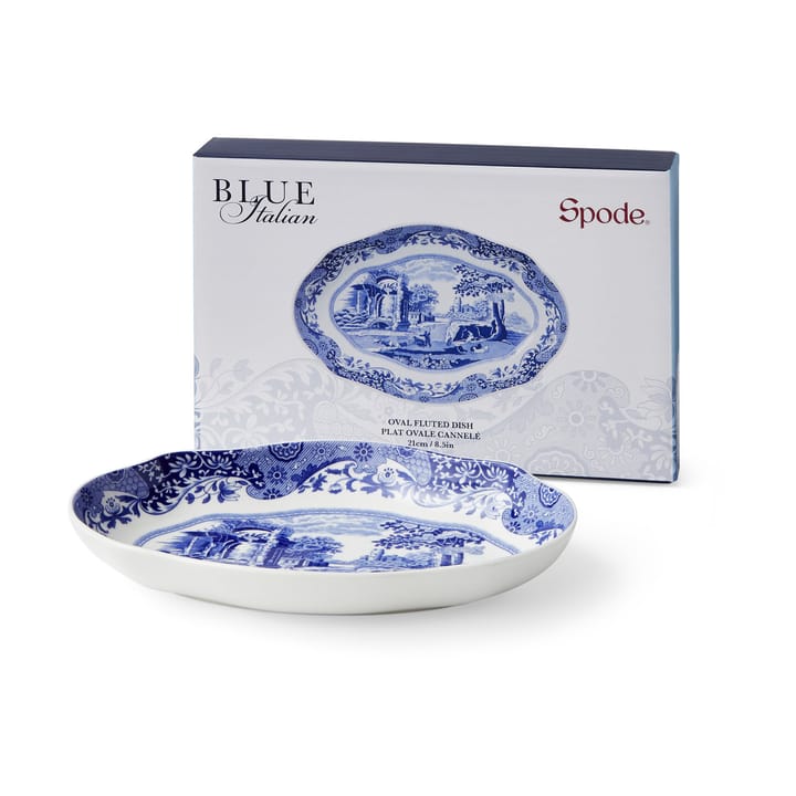 Blue Italian fat oval 14x21 cm - 蓝色-白色 - Spode