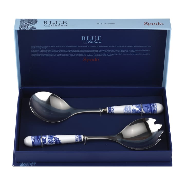 Blue Italian salad 餐具 cutlery 2 pieces, Ceramic-不锈钢 Spode