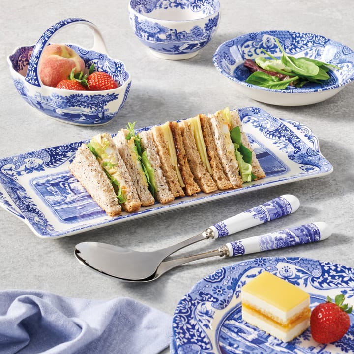 Blue Italian salad 餐具 cutlery 2 pieces, Ceramic-不锈钢 Spode