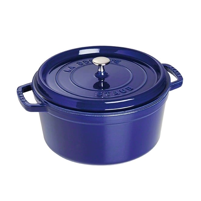 Staub round 砂锅  dish. Three layers of enamel 6.7 l - dark 蓝色 - STAUB