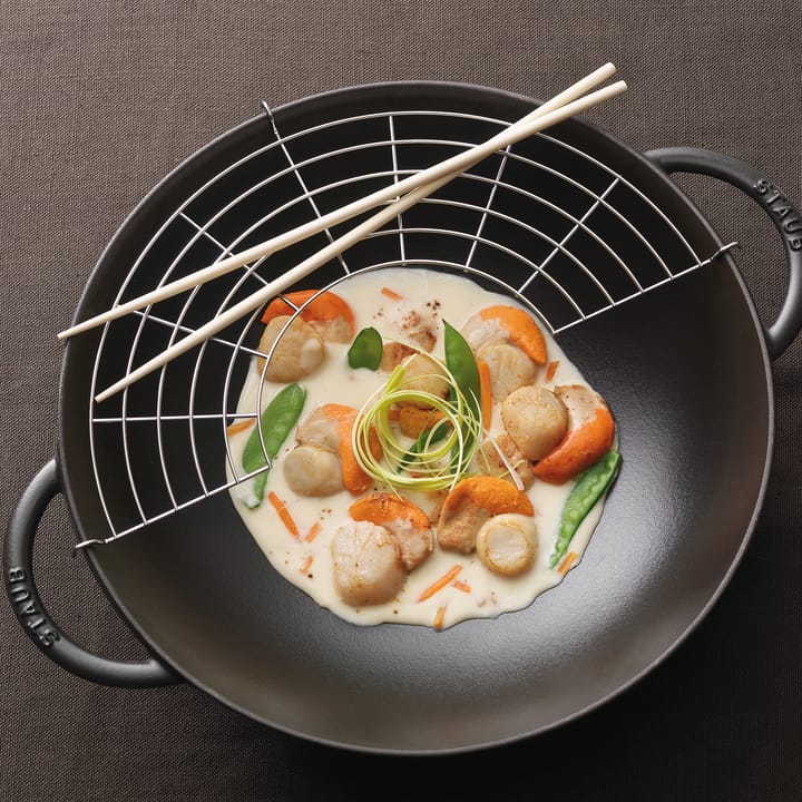 Wok with glass lid Ø37 cm 5.7 L - 黑色 - STAUB