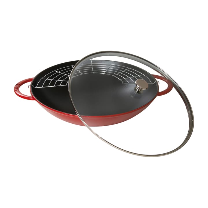 Wok with glass lid Ø37 cm 5.7 L - 红色 - STAUB