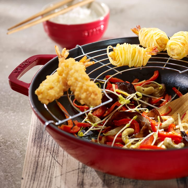 Wok with glass lid Ø37 cm 5.7 L - 红色 - STAUB