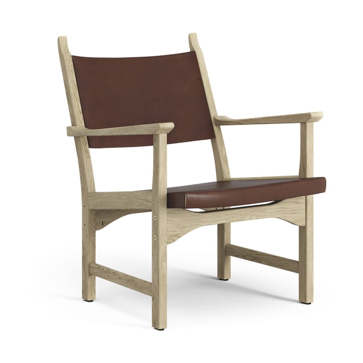 Caryngo 扶手椅 - 原色/自然色 laquered 自然木色-皮革 红色 褐色 - Swedese