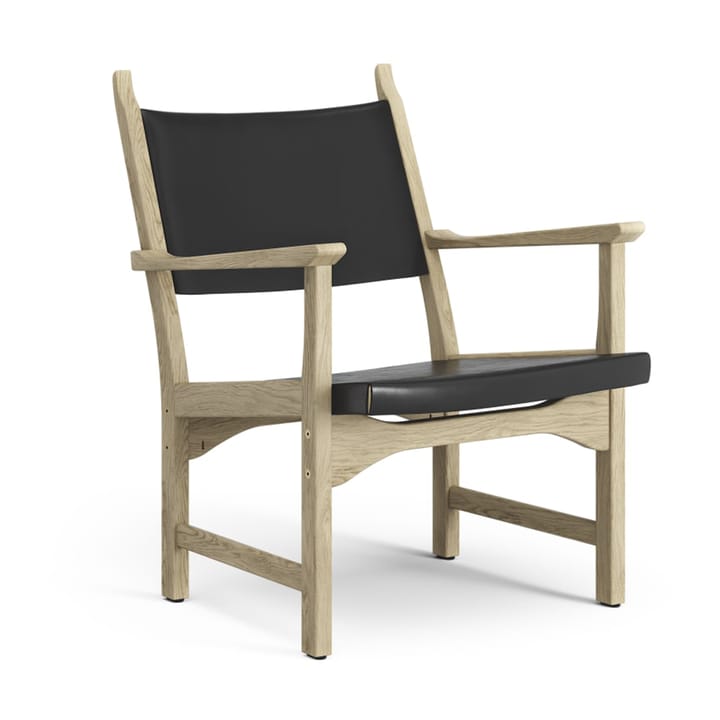 Caryngo 扶手椅 - 原色/自然色 laquered 自然木色-黑色 sadle 皮革 - Swedese