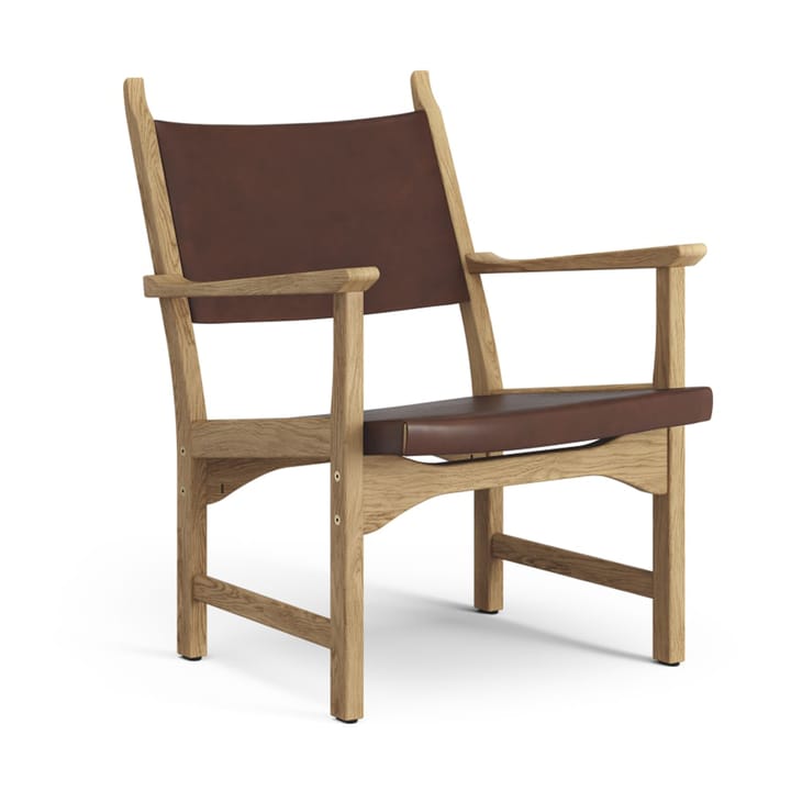 Caryngo 扶手椅 - Oiled 自然木色-皮革 红色 褐色 - Swedese