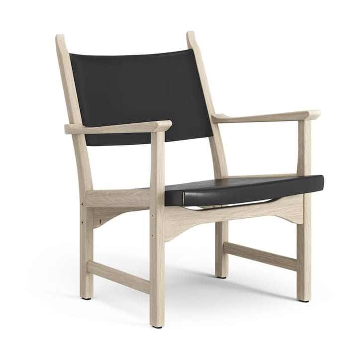 Caryngo 扶手椅 - 白色 pigmented 自然木色-皮革 黑色 - Swedese