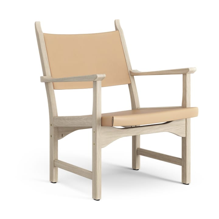 Caryngo 扶手椅 - 白色 pigmented 自然木色-皮革 原色/自然色 - Swedese