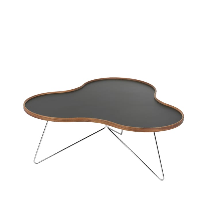 Flower 桌子 107x114 cm - 黑色, 39cm, 坚果 edge, 镀铬色 stand - Swedese