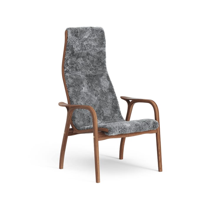 Lamino 扶手椅 - Sheepskin scandinavian 灰色, 涂漆的 坚果 - Swedese