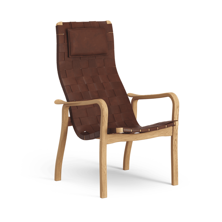 Primo 扶手椅 high with neck 靠枕|靠垫 oiled oak - Belt 皮革 褐色 / 红色 - Swedese