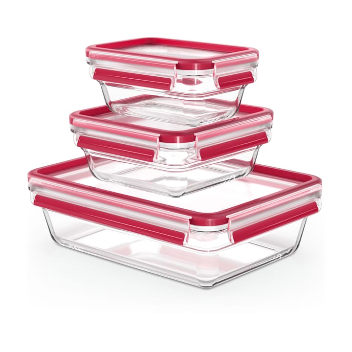 MasterSeal Glass lunch box 三件套装 - 红色 - Tefal