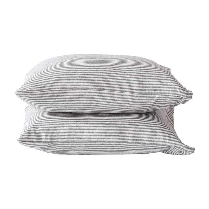 Stonewashed linen 枕头套 50x60 cm 两��件套装 - 灰色-白色 - Tell Me More