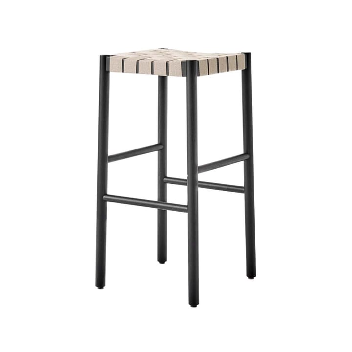 Betty TK8 barstool - 黑色, 原色/自然色 braided 亚麻色 band seat - &Tradition