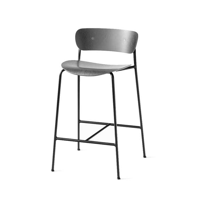 Pavilion AV7 barstool - 自然木色 黑色 lacquer, steel legs - &Tradition