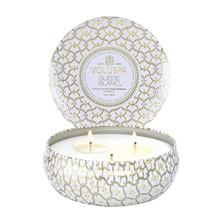 Maison Blanc 3-wick Tin scented 40 hours, Suede Blanc Voluspa