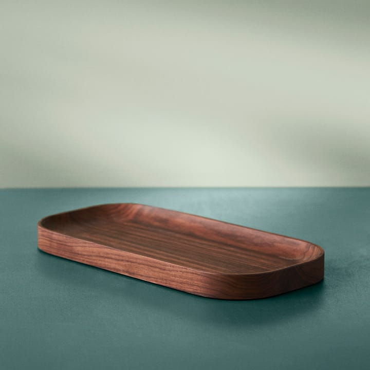 Carved Wood 托盘 oval, Walnut Warm Nordic