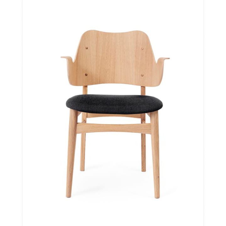 Gesture 椅子, upholstered seat - Anthracite-白色 oiled 自然木色 legs - Warm Nordic