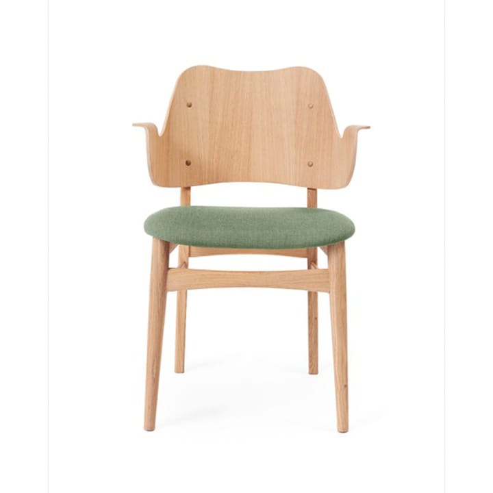 Gesture 椅子, upholstered seat - Fabric canvas 926 sage 绿色, 白色 oiled 自然木色 legs, upholstered seat - Warm Nordic